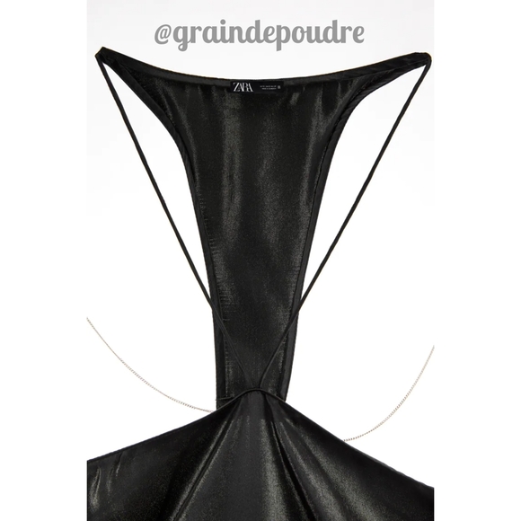 Rare Zara Pure Silk Cut Out Silver Chain Greek Goddess Dress XS S M L XL - Picture 4 of 5